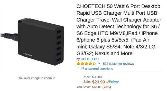 Fotografía - [Mise à jour: nouveau coupon] Tout charge avec une Choetech 10A Chargeur 6-Port USB Pour 17 $ Après un coupon de réduction de $ 7